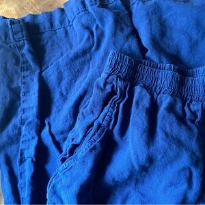 River + Sky Blue Linen Pants with Elastic Waistband